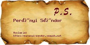 Perényi Sándor névjegykártya